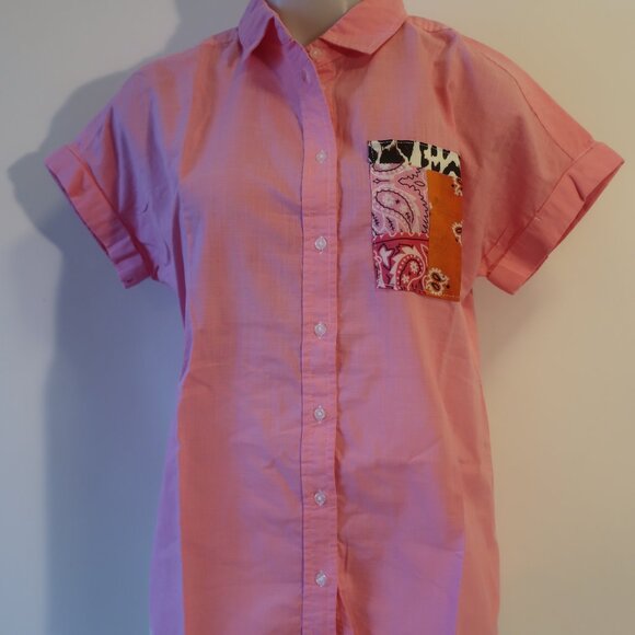 NWT Womens Romi Basha Pink Paisley & Animal Print Button Down Shirt XS - Picture 2 of 5